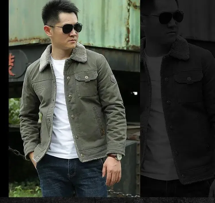 Men's Thick Warm Military Parka Jacket with Fur Collar & Fleece Lining – Winter Bomber Coat | BK19811