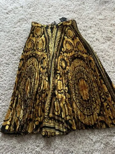 New Versace BAROCCO PLEATED MIDI SKIRT Women’s Size 44 Retail- $2695