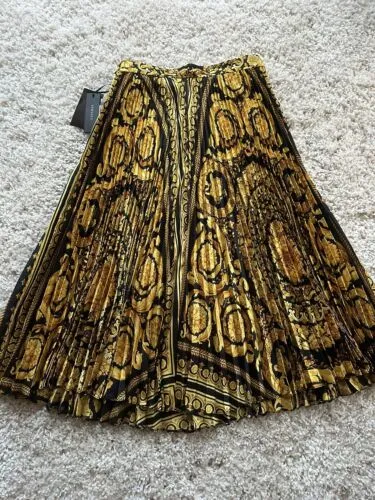 New Versace BAROCCO PLEATED MIDI SKIRT Women’s Size 44 Retail- $2695