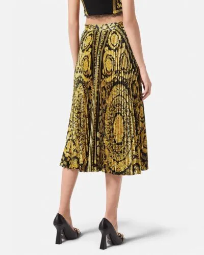 New Versace BAROCCO PLEATED MIDI SKIRT Women’s Size 44 Retail- $2695