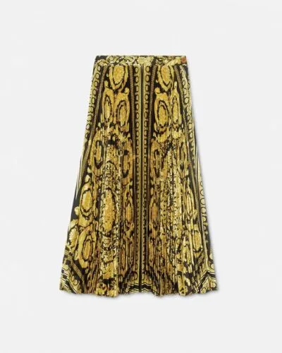 New Versace BAROCCO PLEATED MIDI SKIRT Women’s Size 44 Retail- $2695