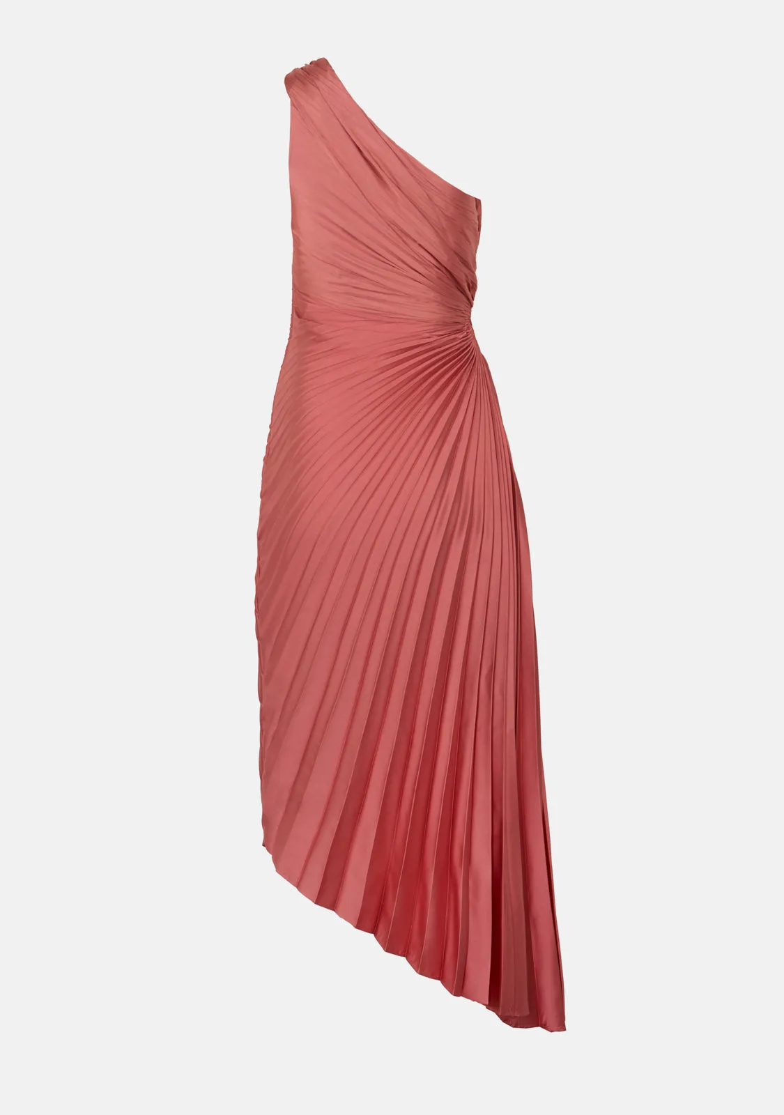 Olympia Asymmetrical Pleated Maxi Dress