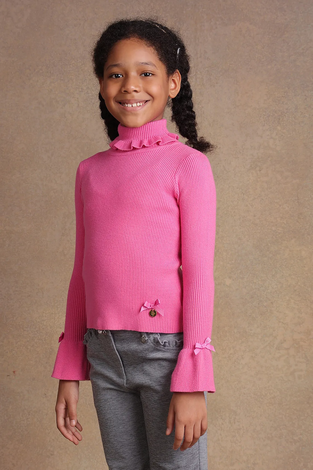 One Friday Kids Girls Pink Jumper