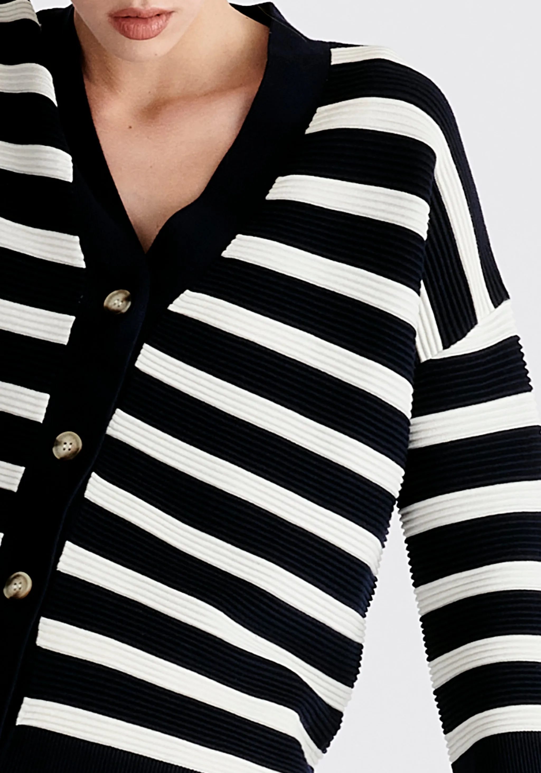 Paisie Striped Ribbed Cardigan