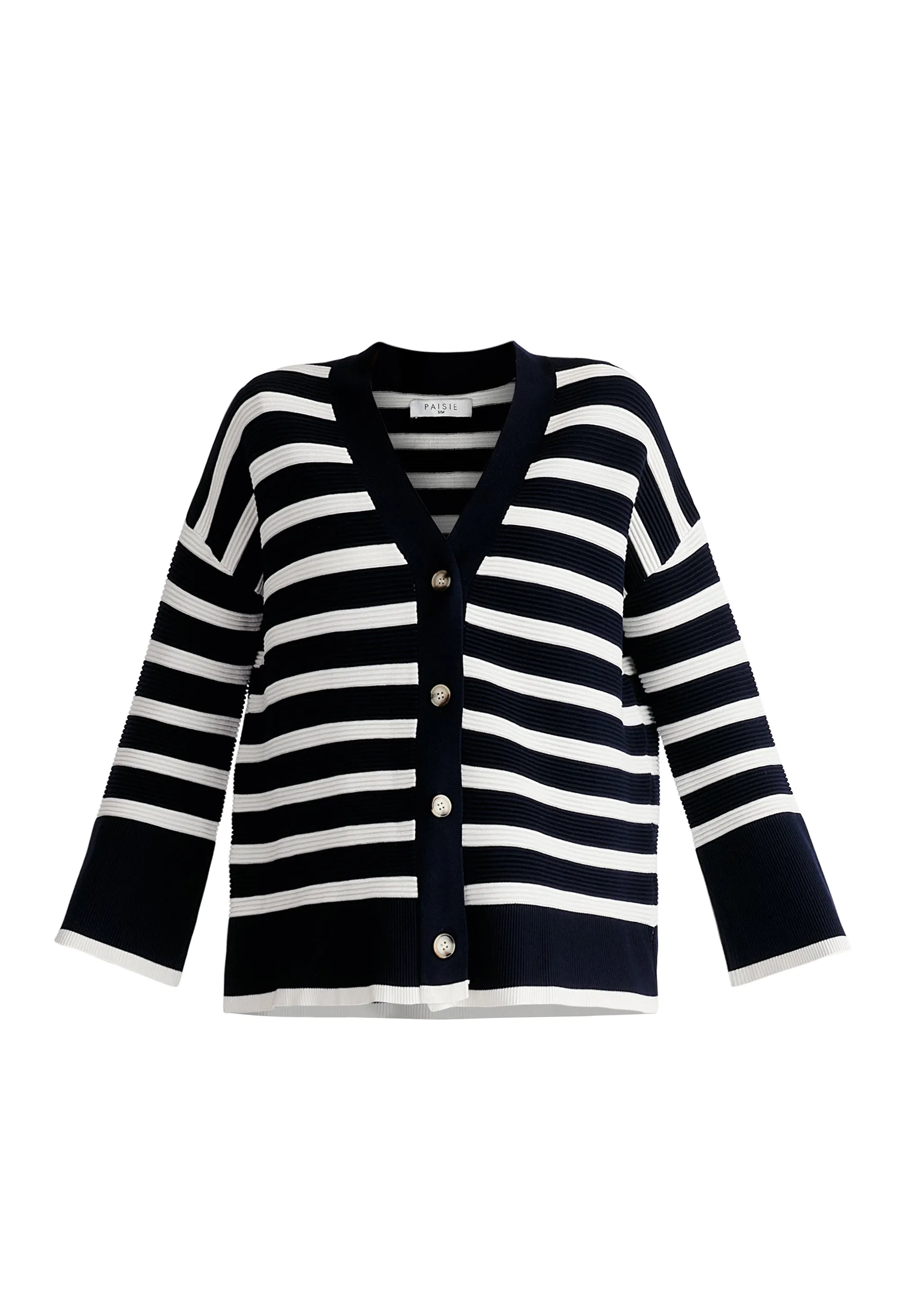 Paisie Striped Ribbed Cardigan