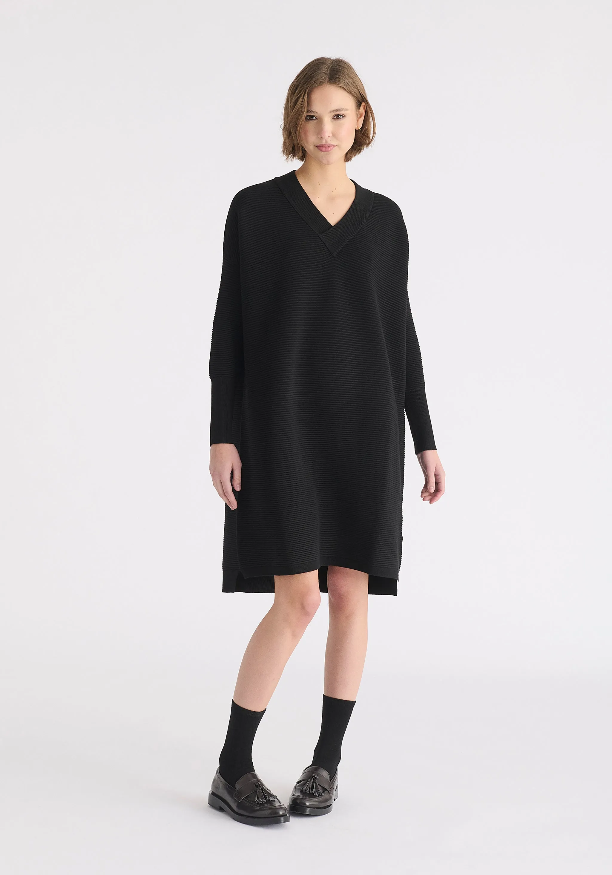 Paisie V-Neck Ribbed Jumper Dress