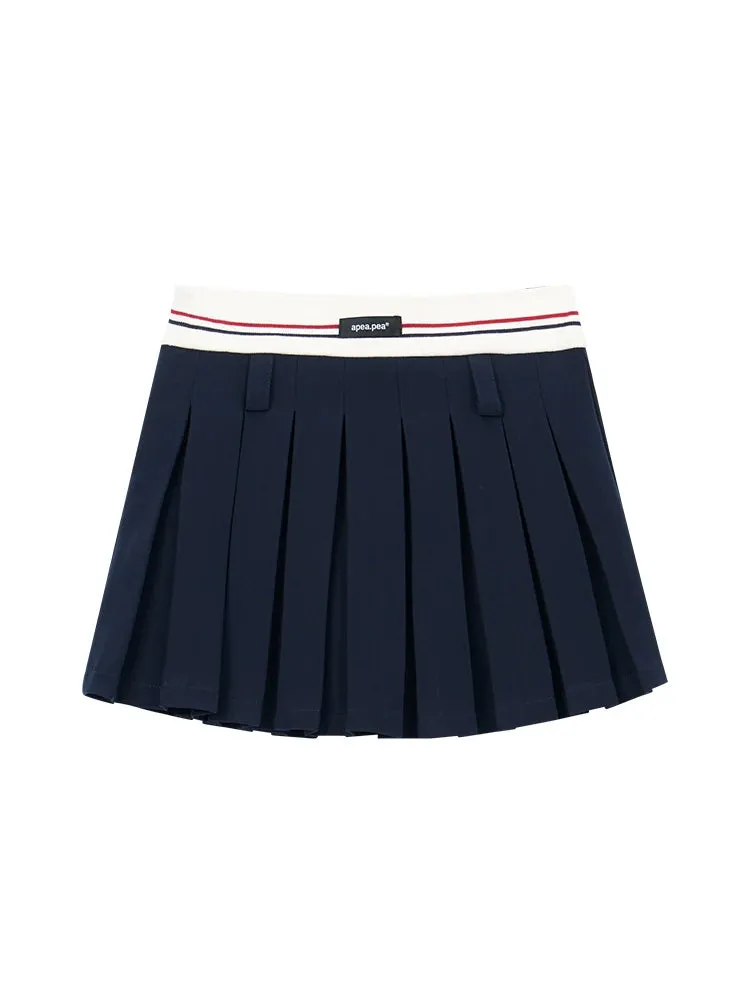 Pleated Tennis Skirt with Striped Waistband