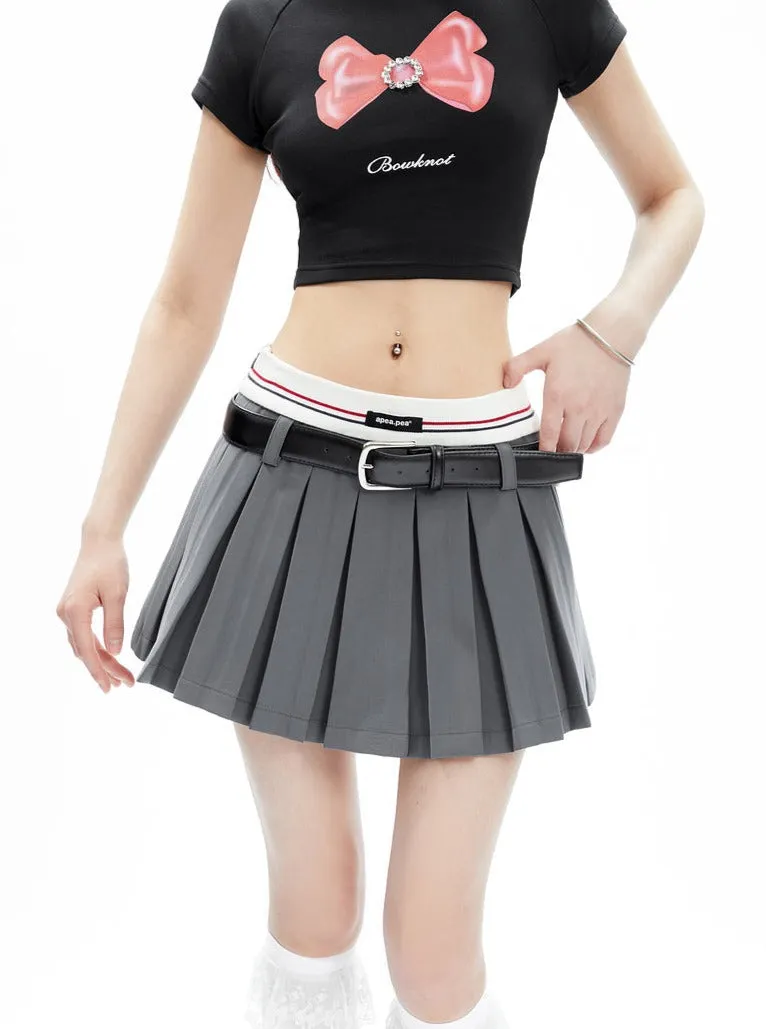 Pleated Tennis Skirt with Striped Waistband