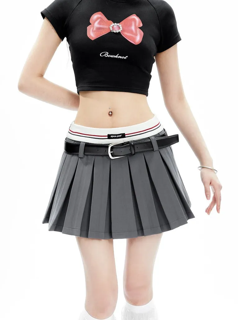 Pleated Tennis Skirt with Striped Waistband