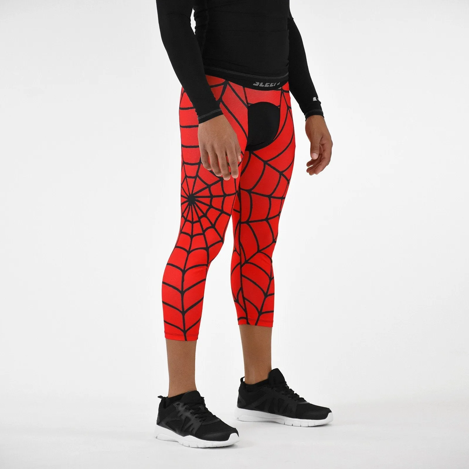 Red Web Pattern Compression 3/4 tights / leggings