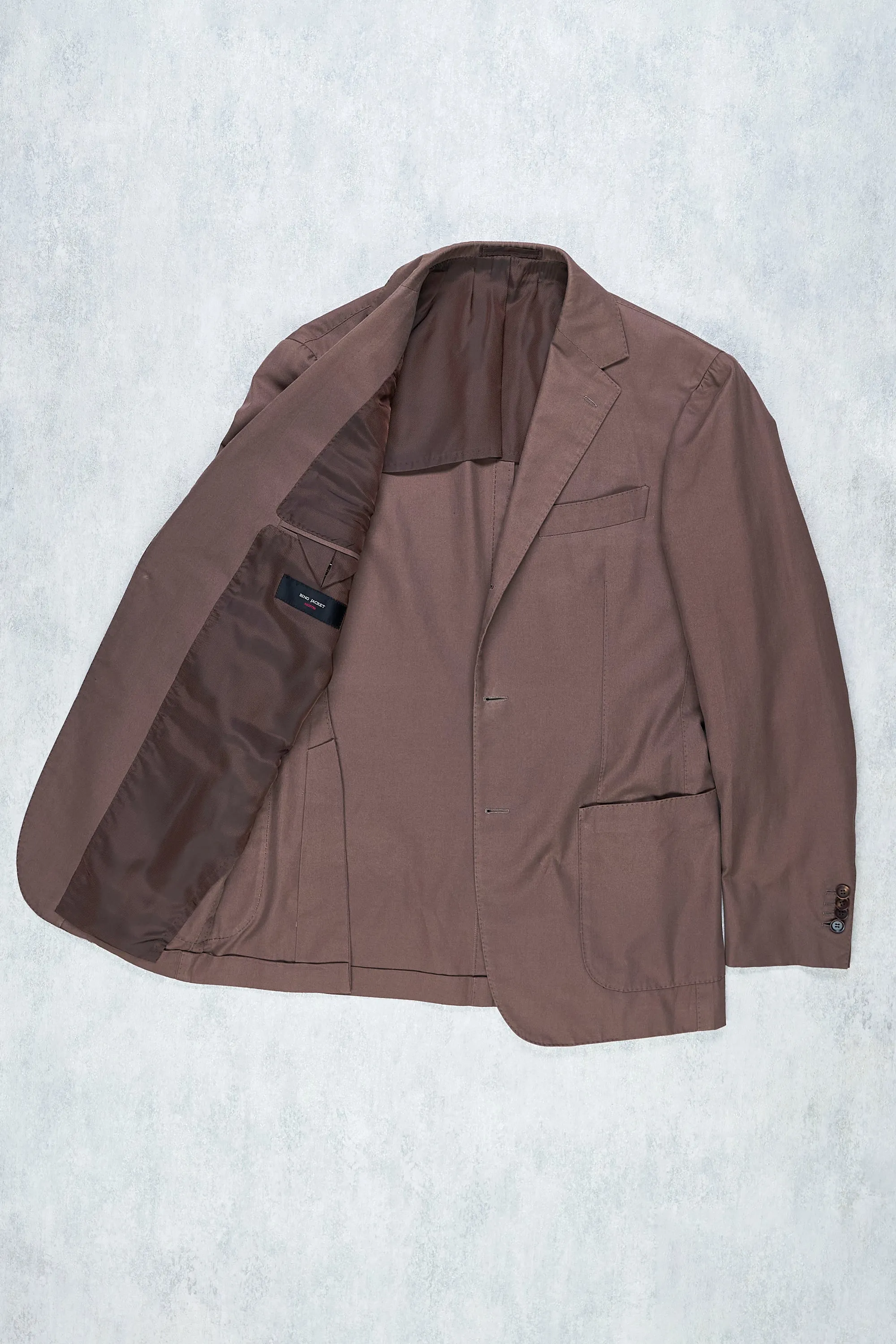 Ring Jacket Meister Light Brown Smooth Cotton Suit