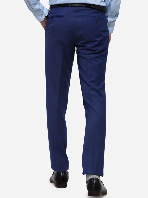 Royal Blue Checked Super Slim Fit Formal Trouser | JB Studio