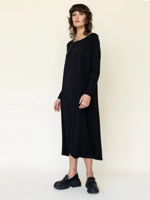 Ruched Hem Cocoon Dress in Black