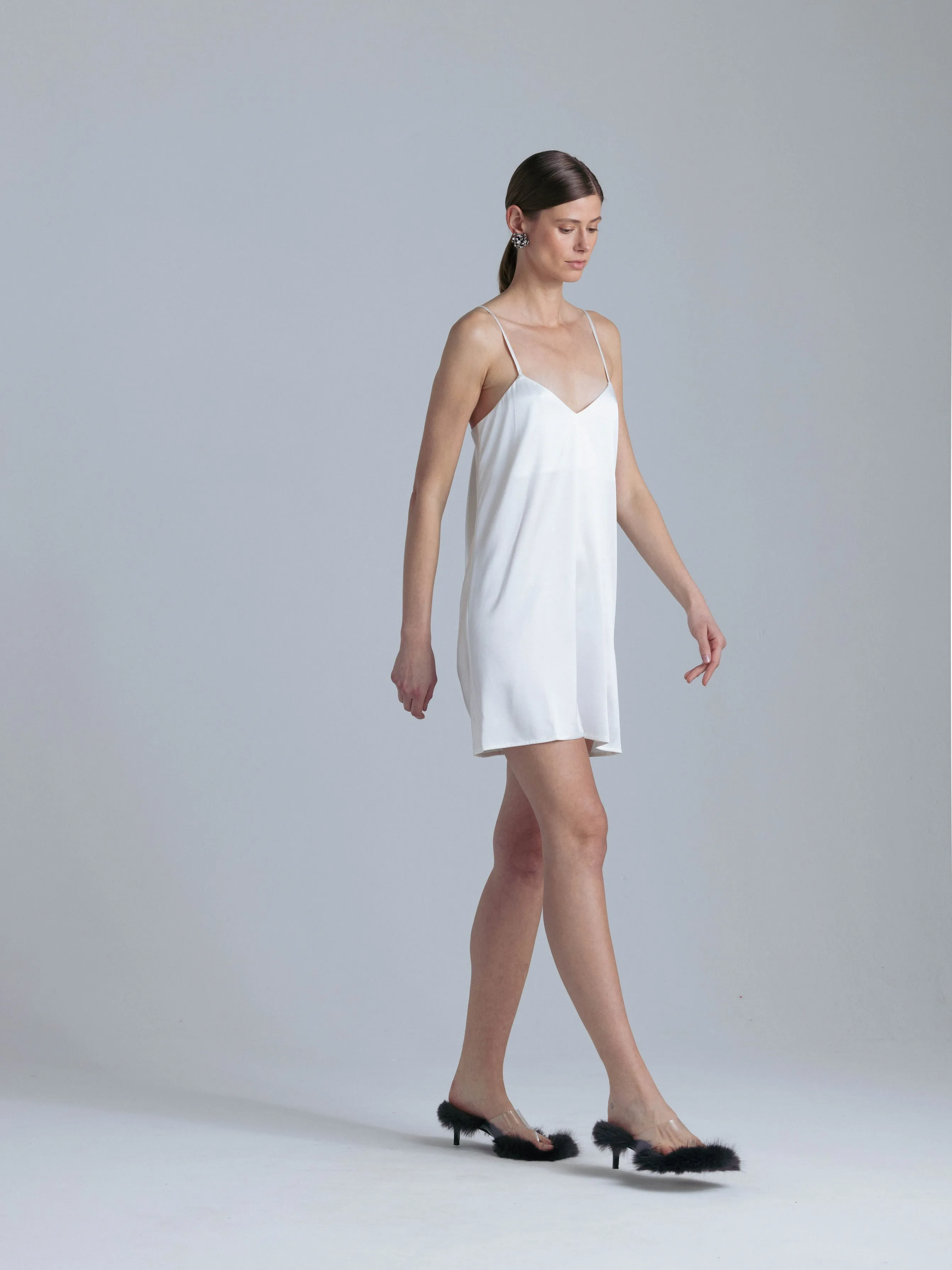 Silk Slip Dress 'Patricia' in Milk White