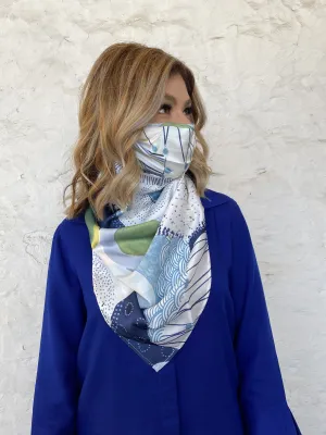 Silks by Fridaze Premium Face Masks Scarf - Blue Dots