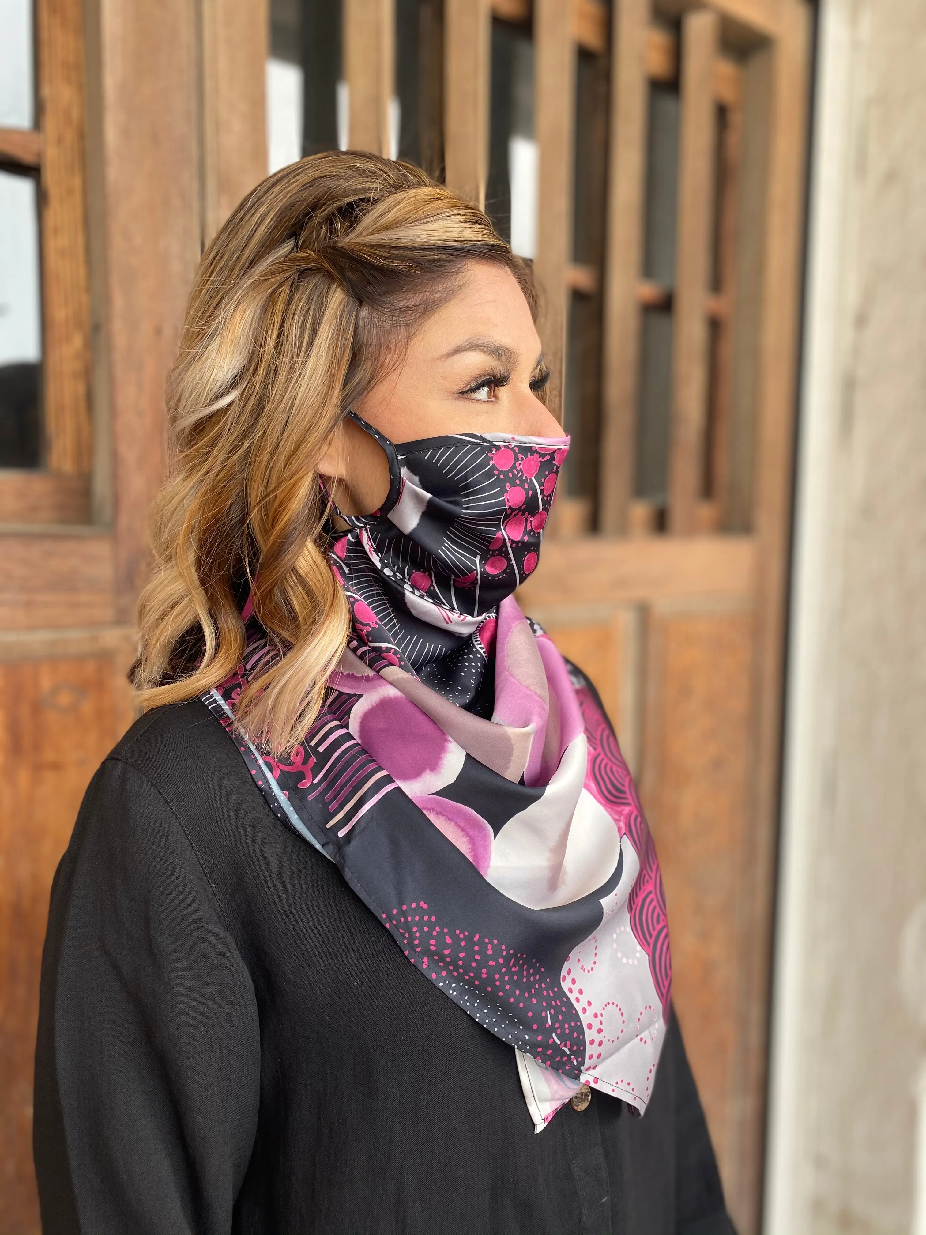 Silks by Fridaze Premium Face Masks Scarf - Purple Dots