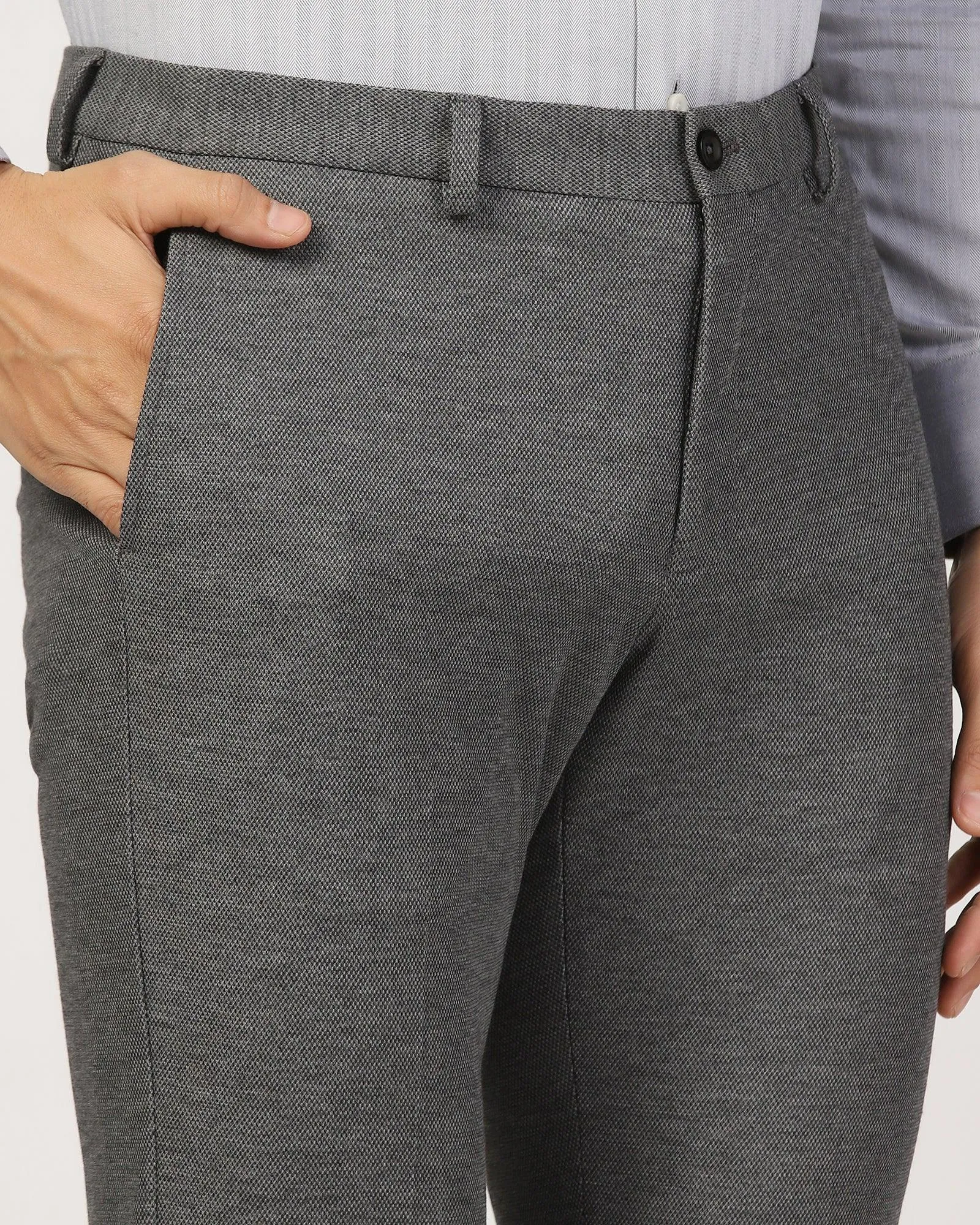 Slim Comfort B-95 Formal Dark Grey Textured Trouser - Pulse