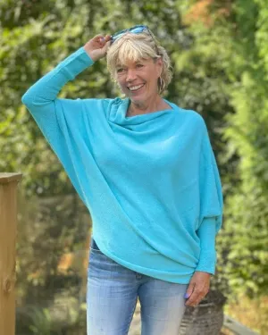 Soft Knit Asymmetric Jumper - Berilli Blue