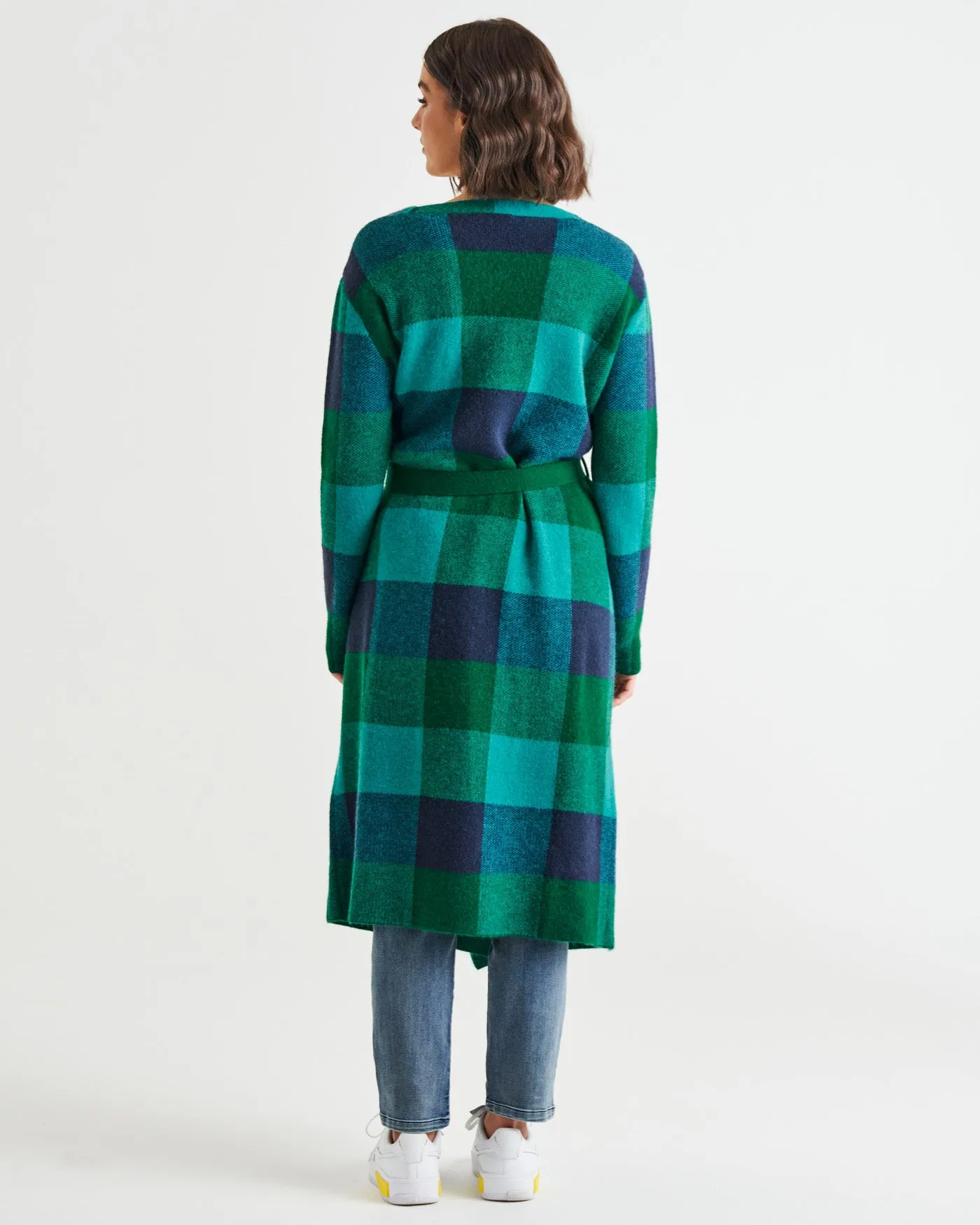 SWIFT CARDIGAN - GREEN/BLUE CHECK