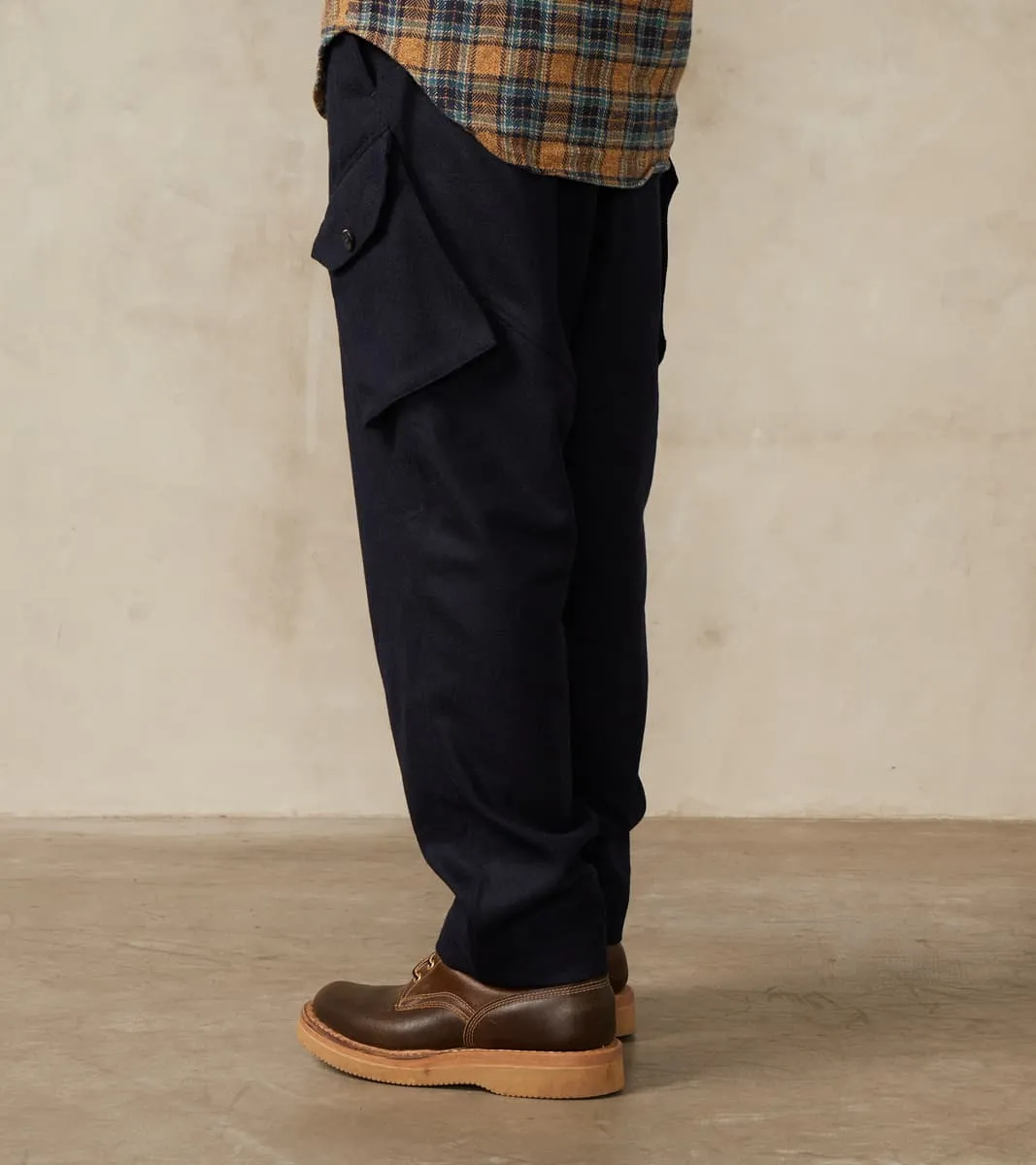 Swiss Army Cargo Trousers - Abraham Moon® Navy Merino Twill