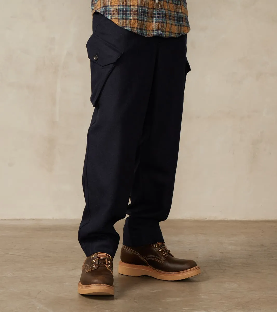 Swiss Army Cargo Trousers - Abraham Moon® Navy Merino Twill