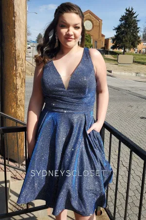 Sydney's Closet SC8108 size 26 Royal Cocktail Dress Short Metallic Shimmer Plus