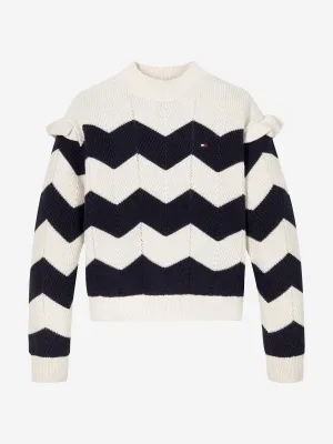 Tommy Hilfiger Girls Wavy Stripe Jumper in Multicolour