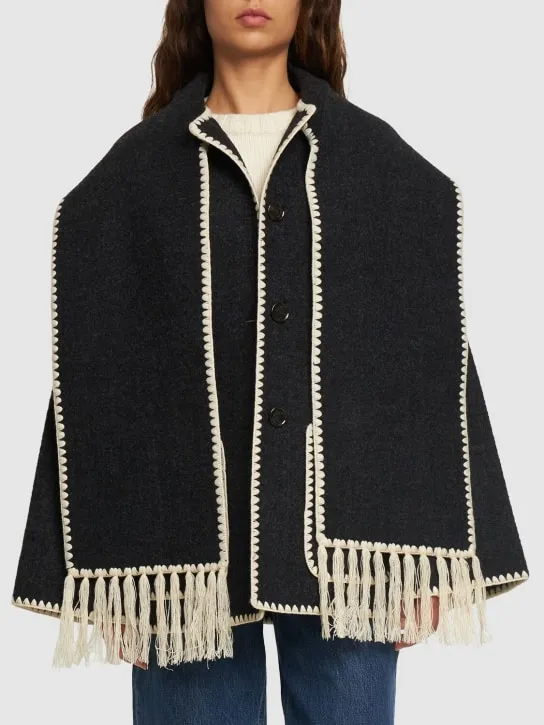 Toteme   Embroidered wool blend jacket w/scarf 