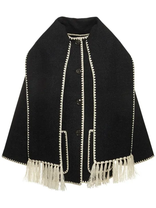 Toteme   Embroidered wool blend jacket w/scarf 