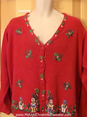 Ugly Christmas Sweater Cheesy Jumper with Nutcrackers