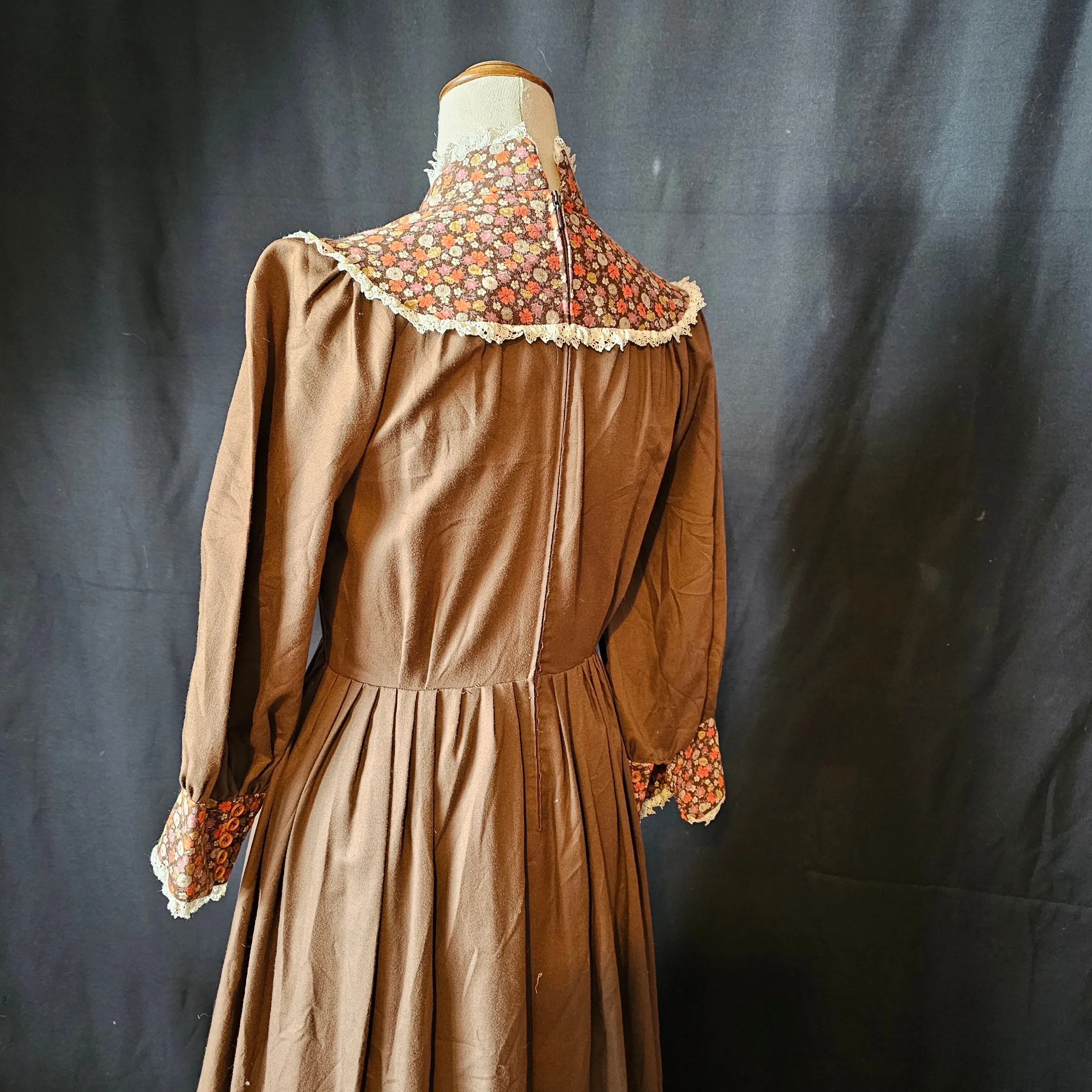 vintage 1970s folk prairie maxi dress size small 8