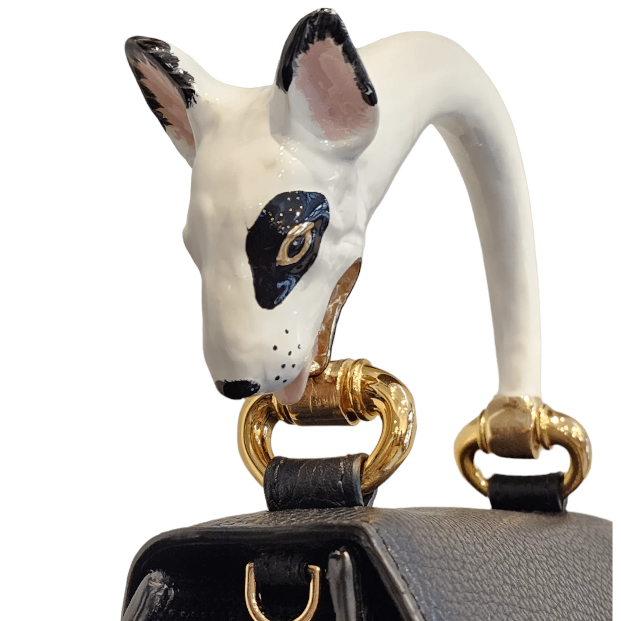 White Bull Terrier Bag - Specialty Handle Small