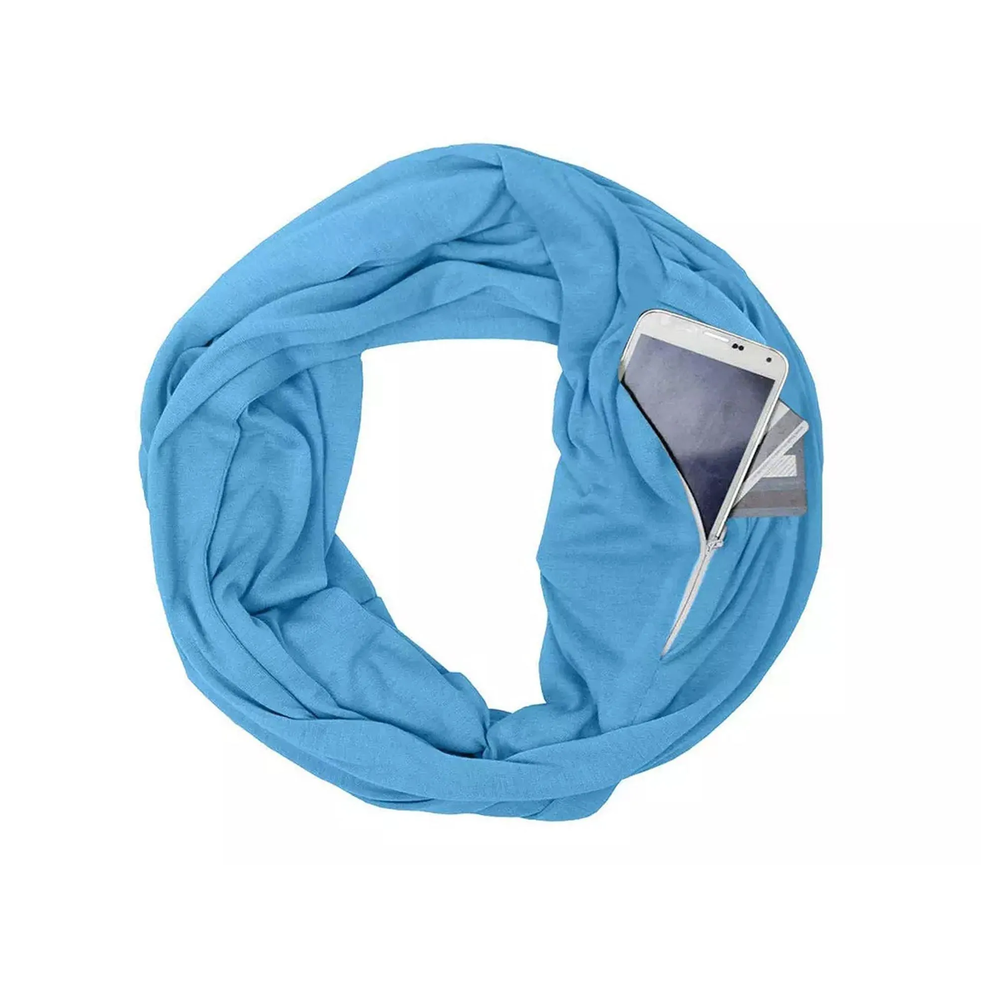 Women Lightweight Infinity Scarf With Pocket Loop Zipper