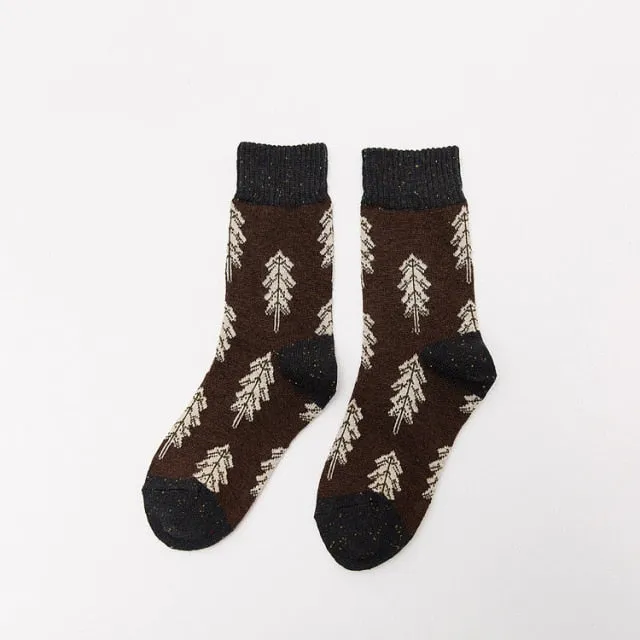 Women Socks Autumn Winter Thicken Warm Wool Long Retro Socks for Women