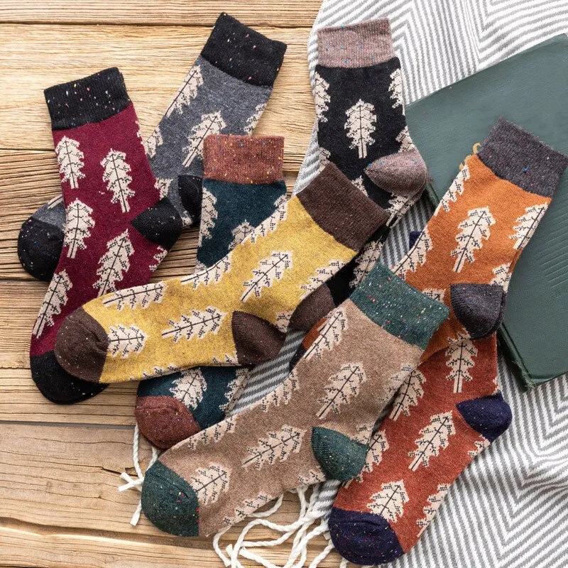 Women Socks Autumn Winter Thicken Warm Wool Long Retro Socks for Women