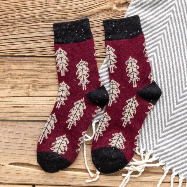 Women Socks Autumn Winter Thicken Warm Wool Long Retro Socks for Women