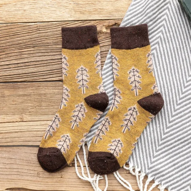 Women Socks Autumn Winter Thicken Warm Wool Long Retro Socks for Women