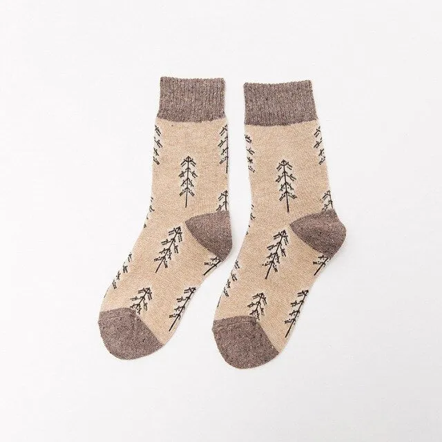 Women Socks Autumn Winter Thicken Warm Wool Long Retro Socks for Women