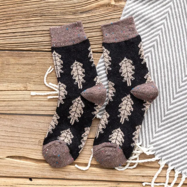 Women Socks Autumn Winter Thicken Warm Wool Long Retro Socks for Women