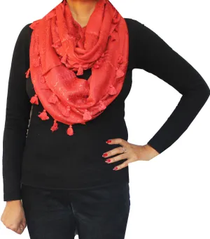 Womens Cowl Scarf One Circle Loop Wrap Clothing Gift (Red)