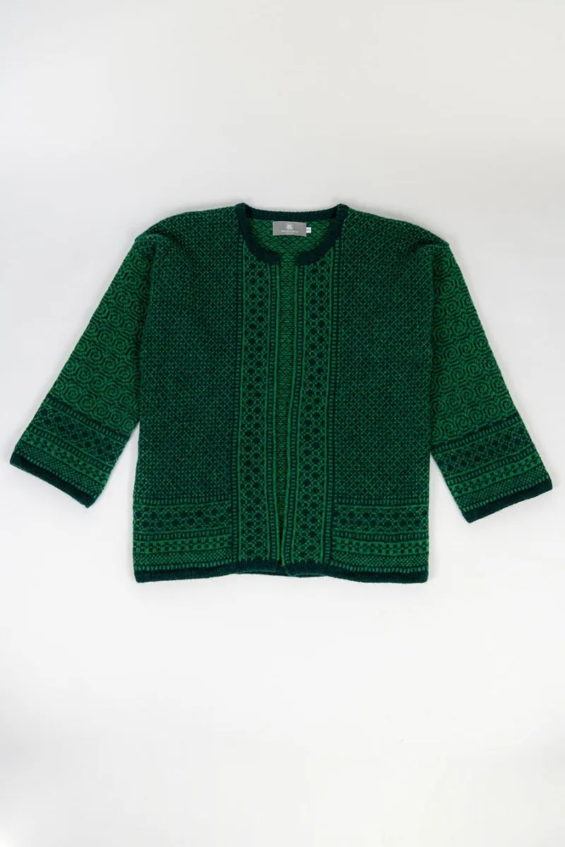 Womens Fair isle Towie Kimono Cardigan / Coatigan - Green