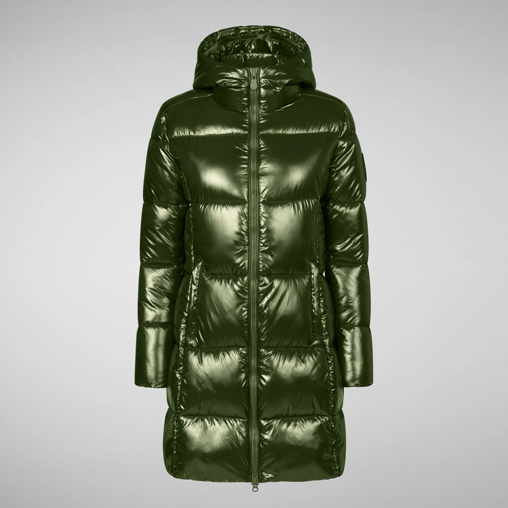 Women's Ines Hooded Puffer Coat in Pine Green