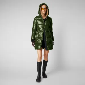 Women's Ines Hooded Puffer Coat in Pine Green